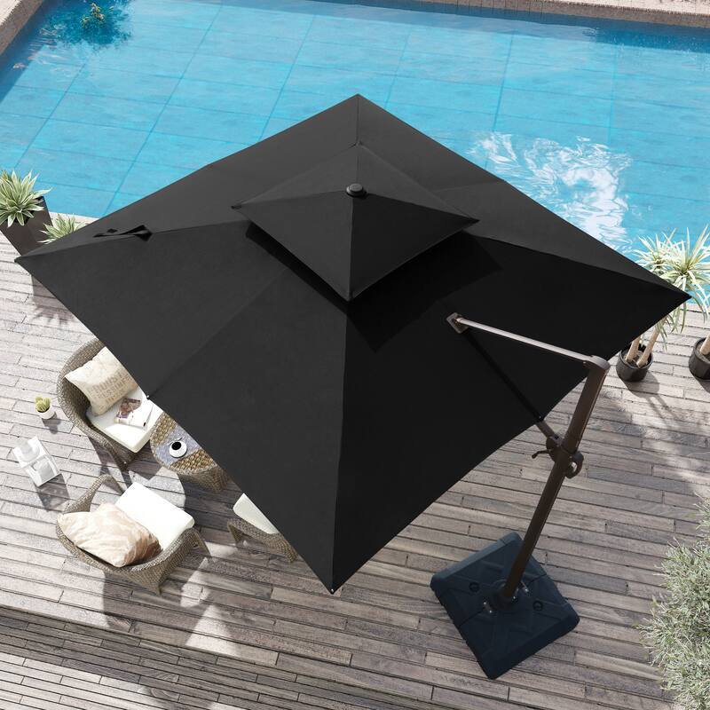 11 x 11 FT Outdoor Patio Cantilever Umbrella with Crank and 360 Degrees Rotation