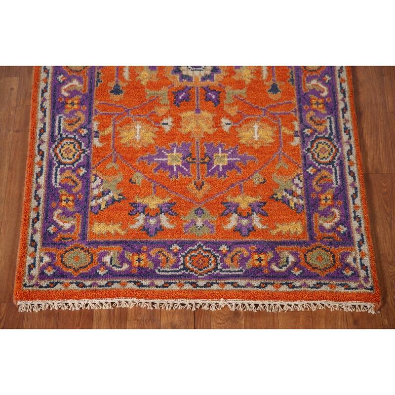 Orange Floral Heriz-Serapi Oriental Accent Rug Wool Carpet - 3'0"x 5'0"