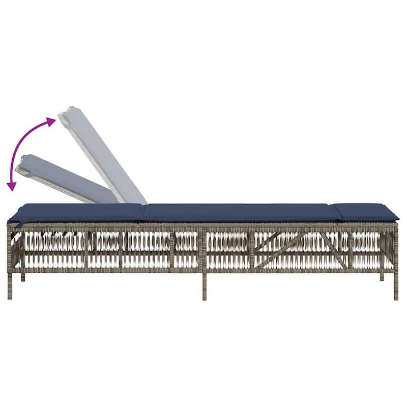 vidaXL Sun Loungers with Cushions Outdoor Chaise Lounge 2 Pcs Poly Rattan