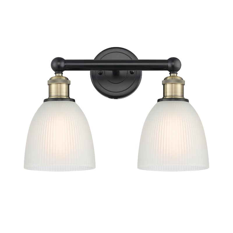 Innovations Lighting 616-2W-12-15 Castile Vanity Castile 2 Light 15" - Black Antique Brass / White