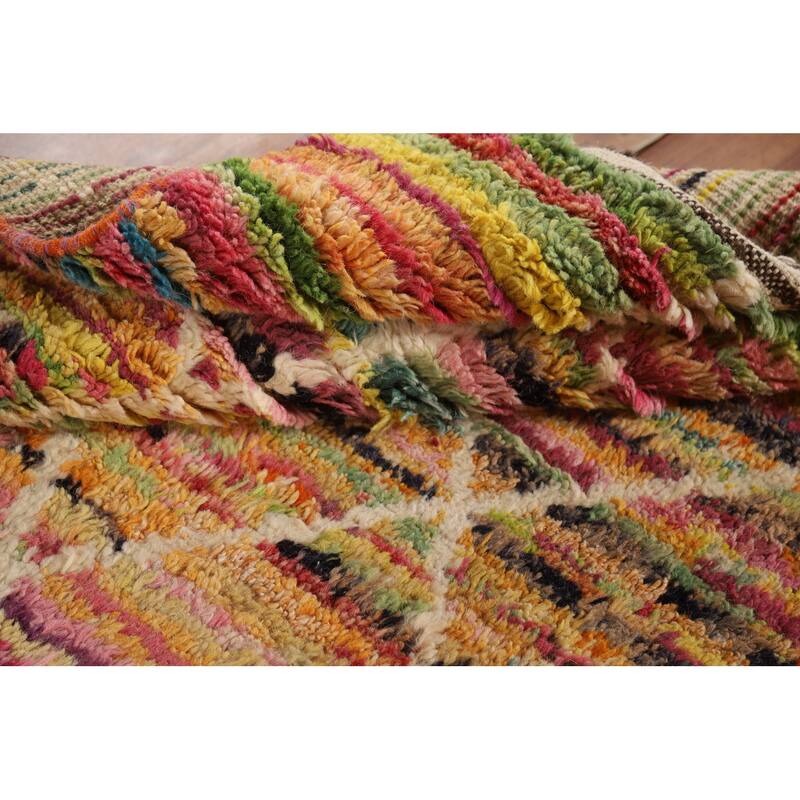 Hand Knotted Oriental 100% Wool Carpet Modern Geometric Multi-Colored Moroccan Area Rug - 6' 0'' X 4' 0''