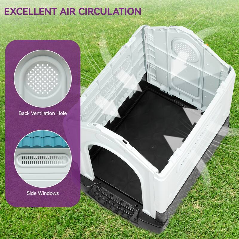 Moasis Slant-roof Dog House with Skylight