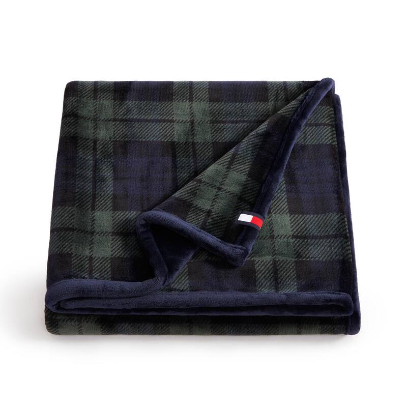 Tommy Hilfiger Iconic Reversible Throw Blanket - Edinburgh Tartan Blue