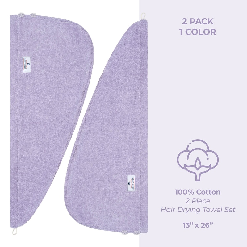 American Soft Linen 100% Cotton Hair Drying Towels for Women, Cotton Hair Turban Turkish Towel Wrap, Head Towel Cap for Hairs