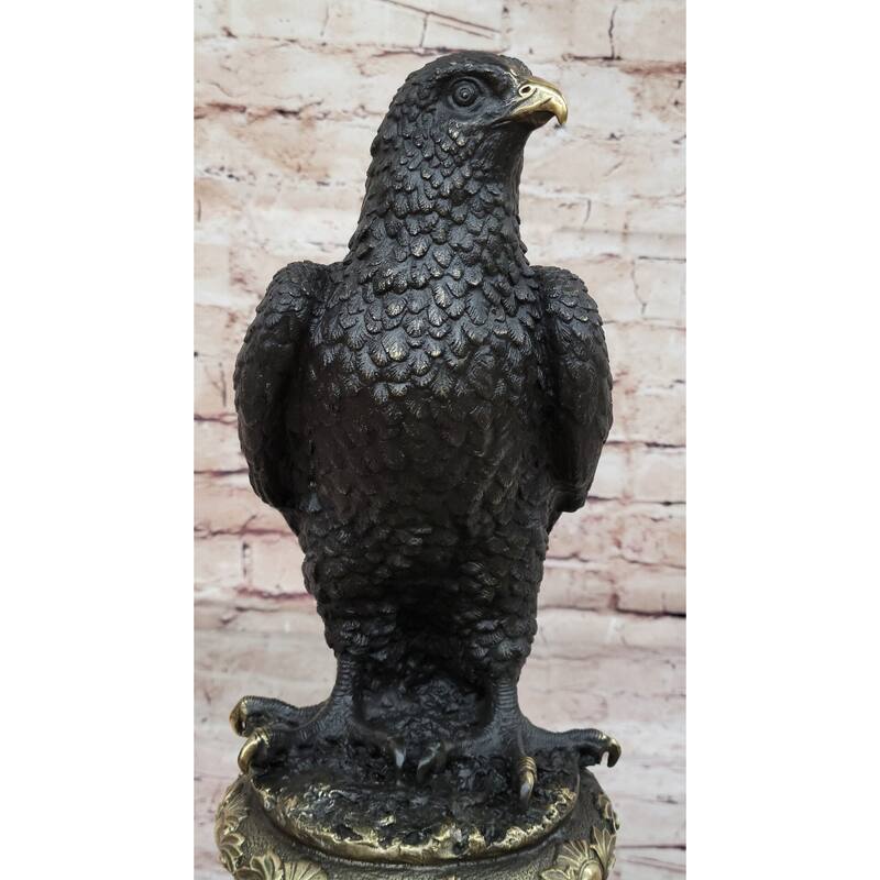 Hot Cast Bronze Eagle On Golden Pedestal Signed Original Wildlife Birds Art By Milo