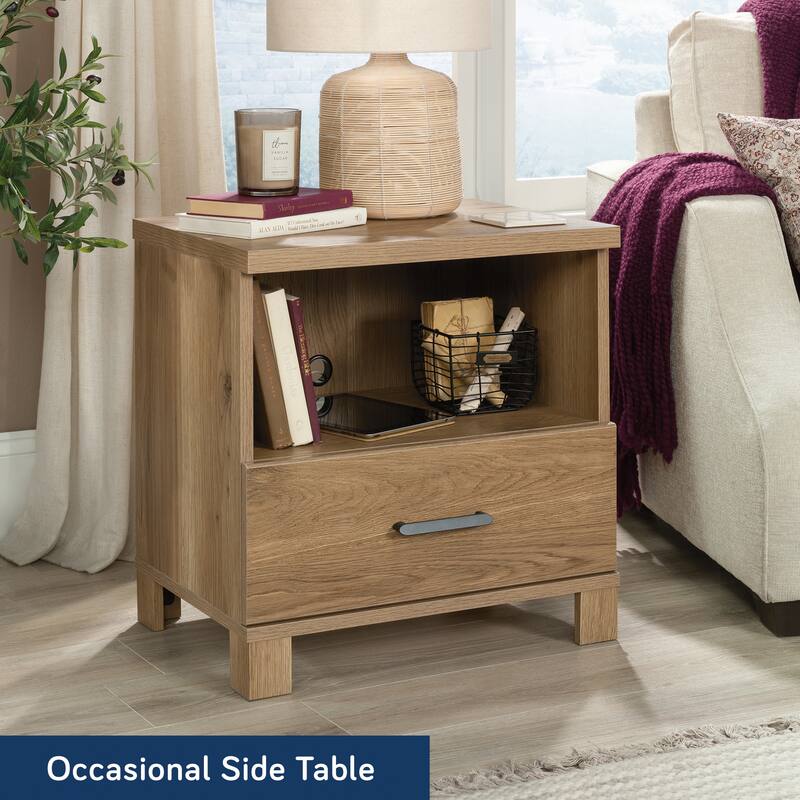 Brown Finish Country Style Nightstand with Metal Runners