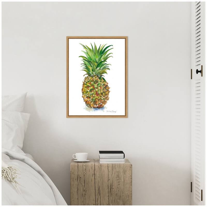 Kate and Laurel Sylvie Big Bright Pineapple Framed Canvas by Patricia Shaw