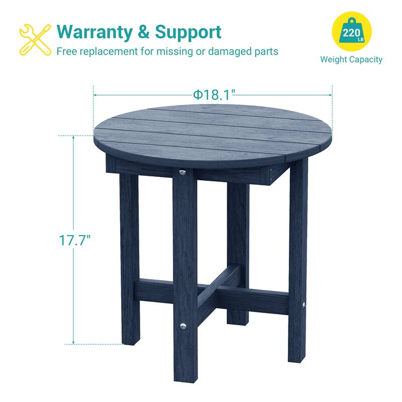 HDPE All-weather Outdoor Side Table, Easy Install Patio Table