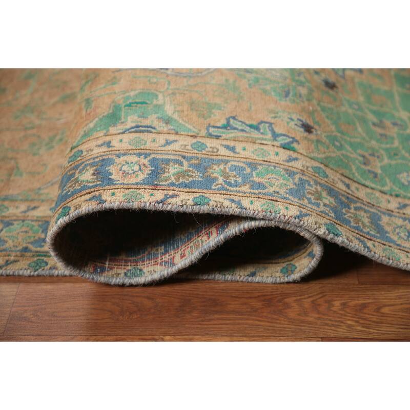 Hand Knotted Oriental 100% Wool Carpet Traditional Floral Peach Mashad Area Rug - 10' 7'' X 7' 1''