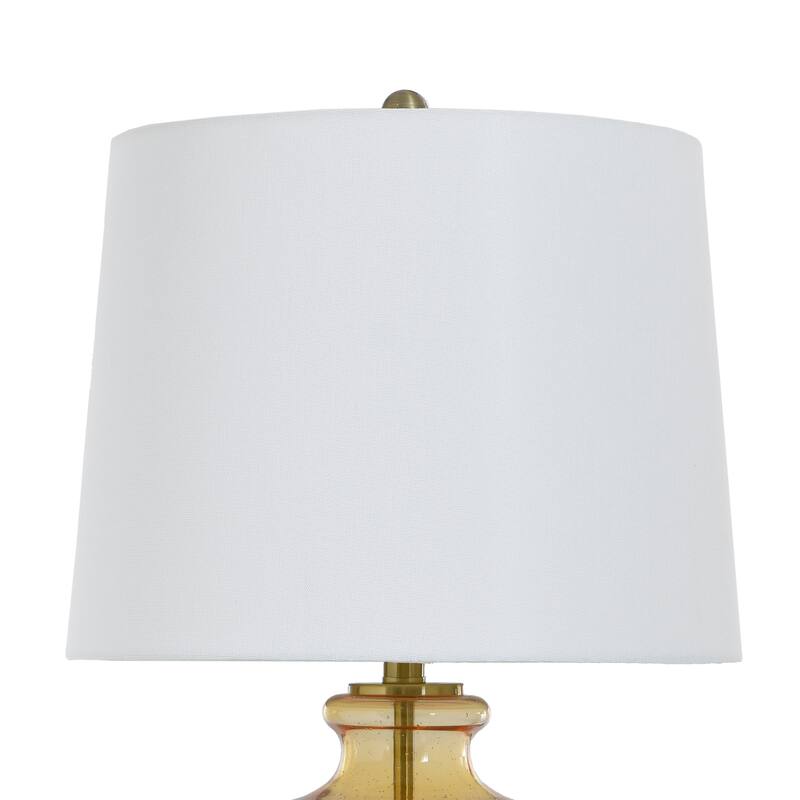 StyleCraft Glass & Steel Table Lamp - Opulence Gold - Off-White Shade