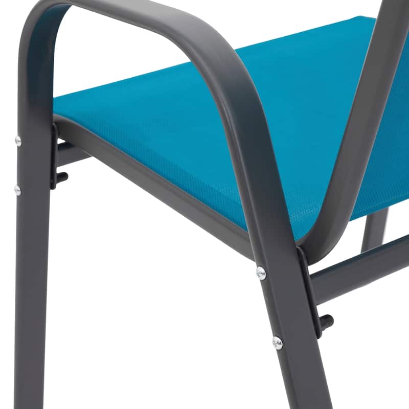 8 Piece Patio Chairs, Camping Chairs with Breathable Textilene Fabric, Set of 2 Chairs with Armrest High Backrest for Garden