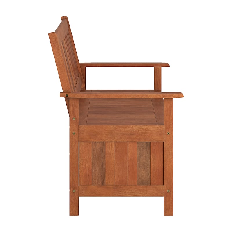 CorLiving Miramar Natural Hardwood Outdoor Storage Bench - N/A