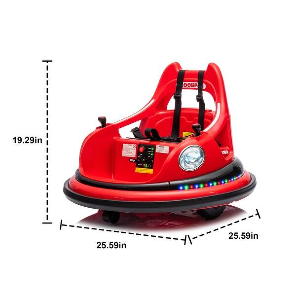 dimension image slide 0 of 3, 12V Kids Bumper Car with Remote Control, 360° Rotation, and LED Lights