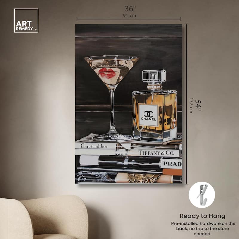 Martini Books Canvas by Art Remedy, Gallery Wrapped
