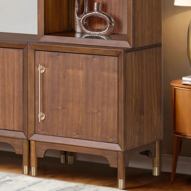 Furniture of America Forma Mid-Century Modern Walnut 24-inch Storage Cabinet with 3 Shelves - Right-facing Cabinet