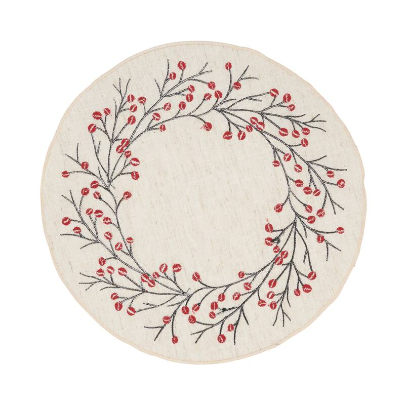 Holiday Cheer Embroidered Berry Placemat (Set of 4)