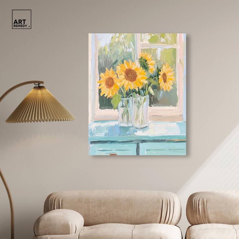 Sunflower Quartet Canvas by Art Remedy, Gallery Wrapped