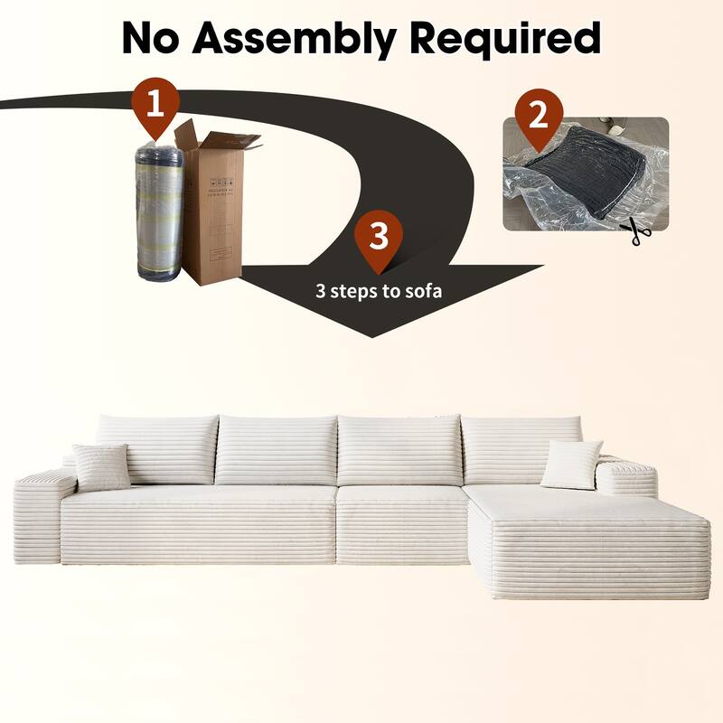 Sofa 135-in Casual White 4 -seater Right Sectional - 8' x 10'