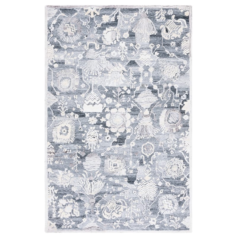 SAFAVIEH Handmade Glamour Adeliya Modern Viscose Rug - 5' x 8' - Grey/Ivory