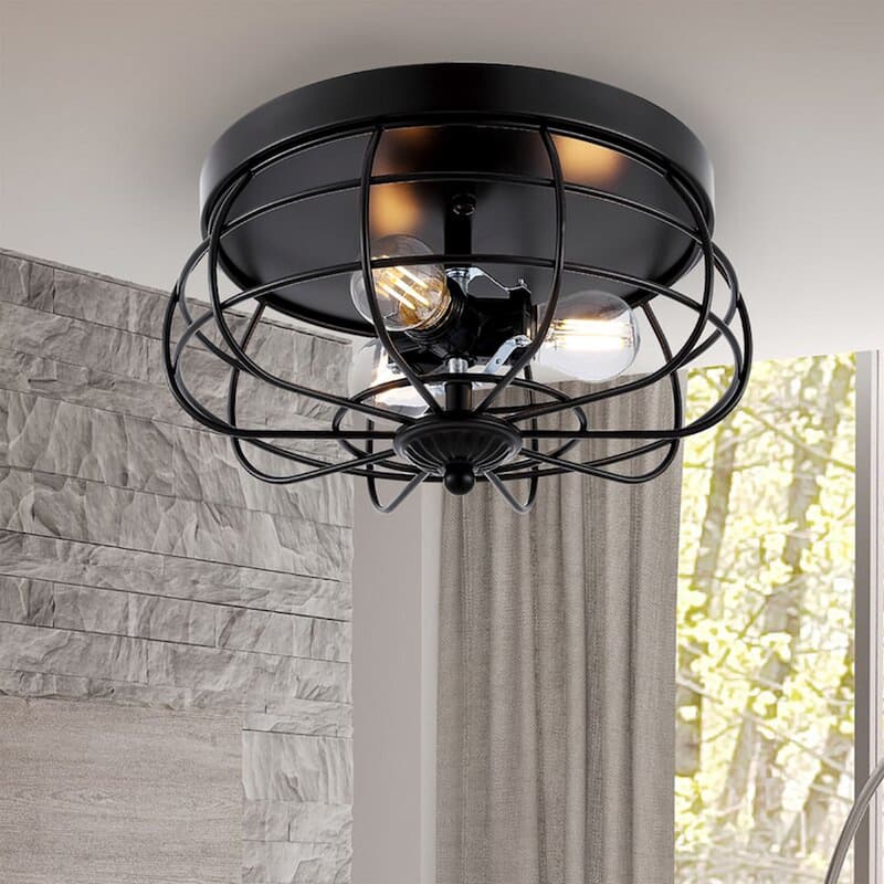 GetLedel 11-inch Farmhouse 3-Light Drum Flush Mount Ceiling Light