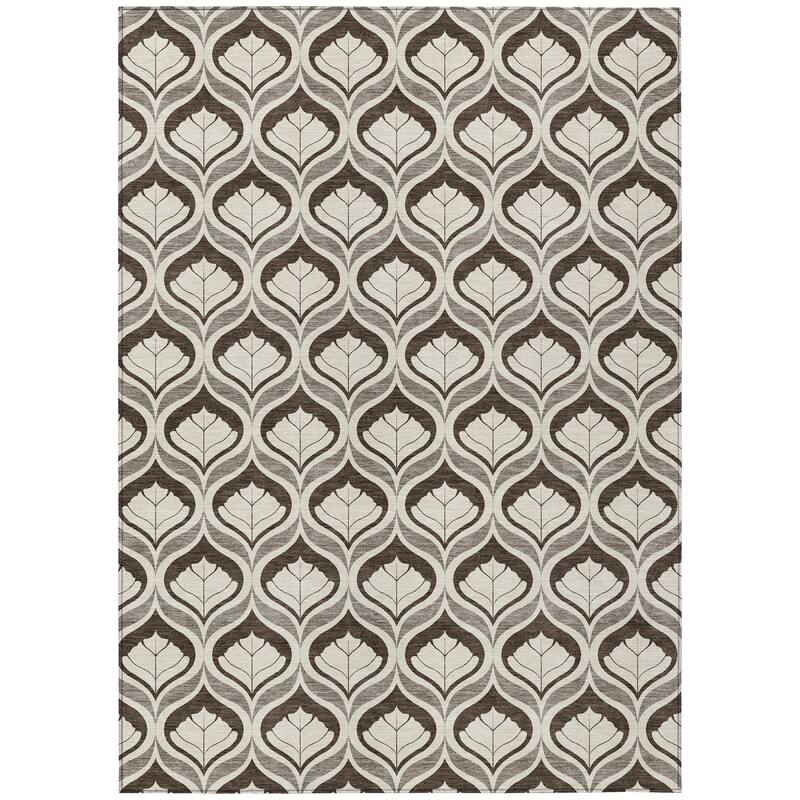 Machine Washable Indoor/ Outdoor Modern Trellis Chantille Rug