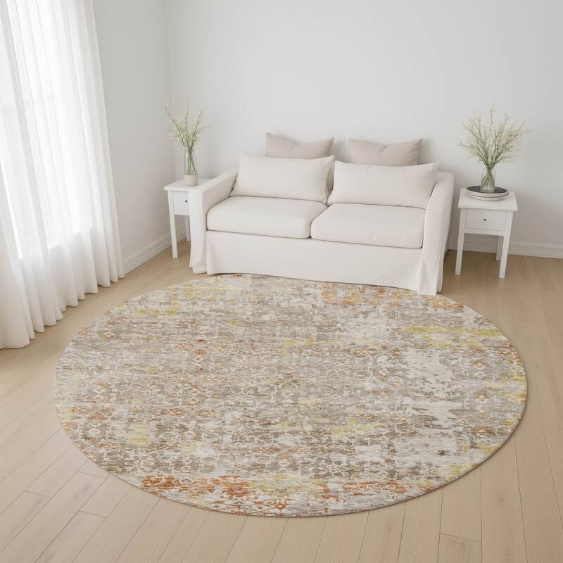 Premium Washable Super Soft Traditional Vintage Mayfield Rug - Brown - 8' x 8'