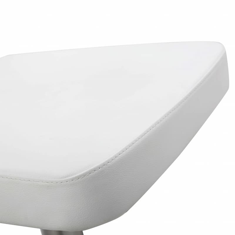 20" Modern White Adjustable Height Stool with Faux Leather Seat Footrest and Pedestal Base - 20"W x 22"D x 34-44"H