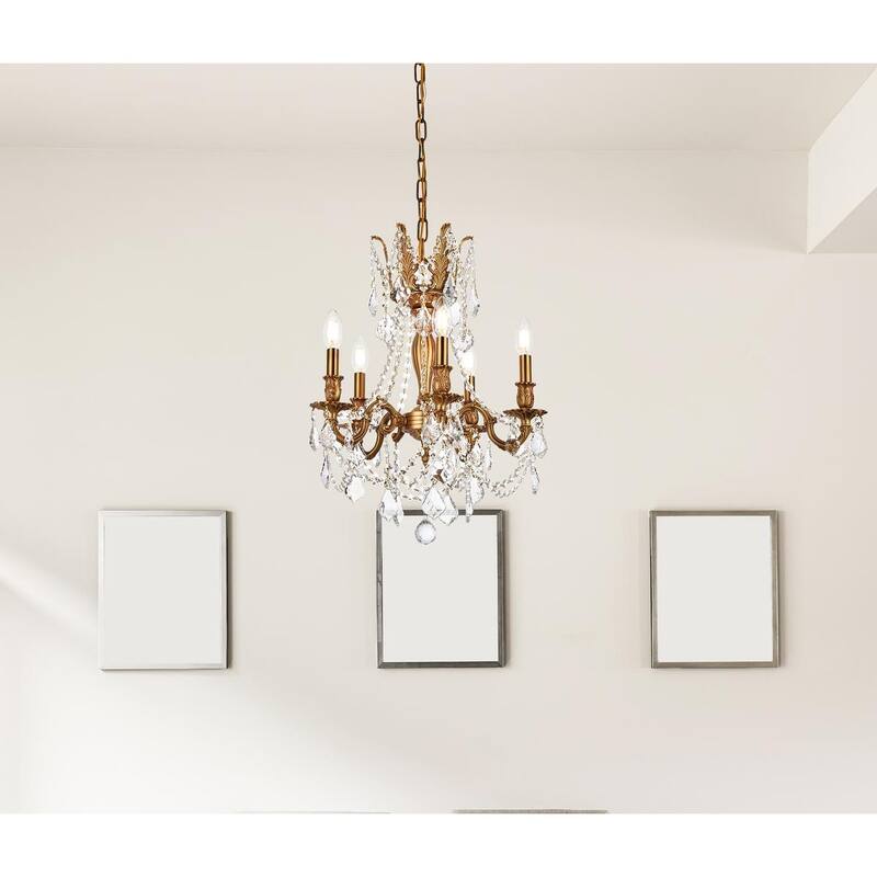 Somette Meilen 5-light Royal Cut Crystal and French Gold Chandelier