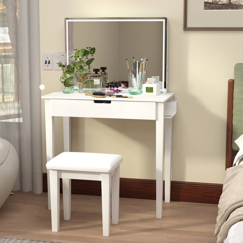 Vanity Desk Set With Mirror For Makeup