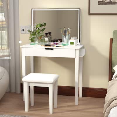 Vanity Desk Set With Mirror For Makeup