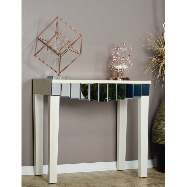 Small half moon top mirrored console table