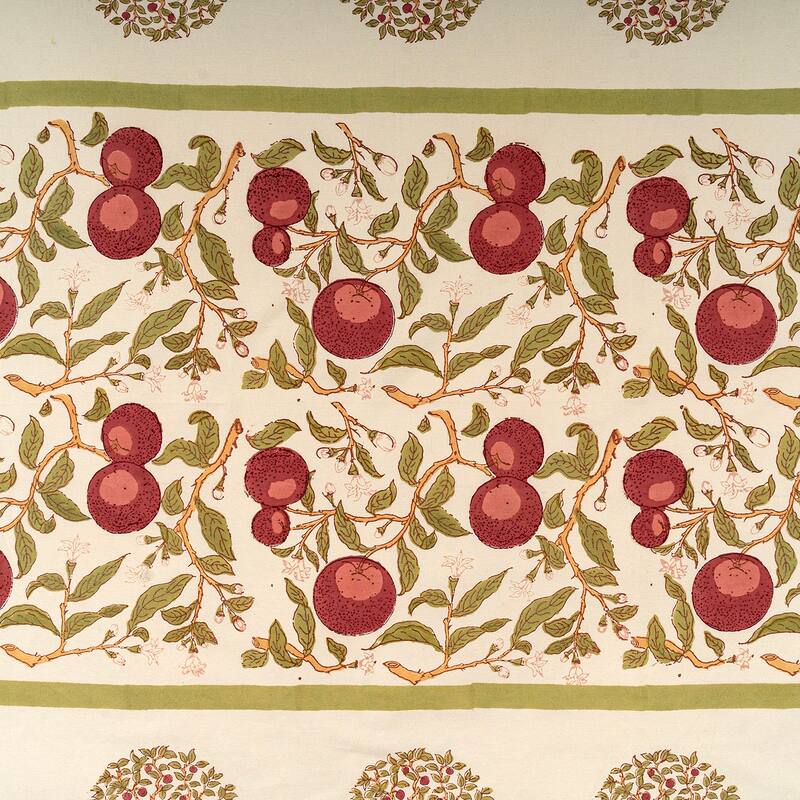 Couleur Nature Orange Tree Tablecloth - Red/Green