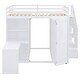preview thumbnail 5 of 13, Full Size Bunk Bed with Wardrobe, Desk & Shelves, Multi-Functional Space Saver - White