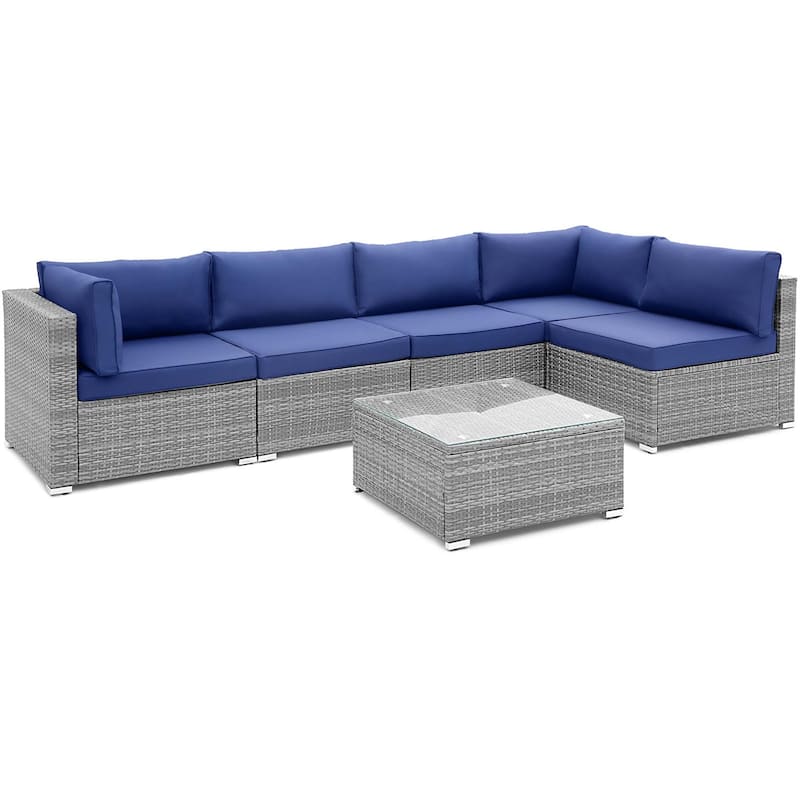 Costway 6 PCS Patio Conversation Sofa Set Outdoor Rattan Furniture - See Details