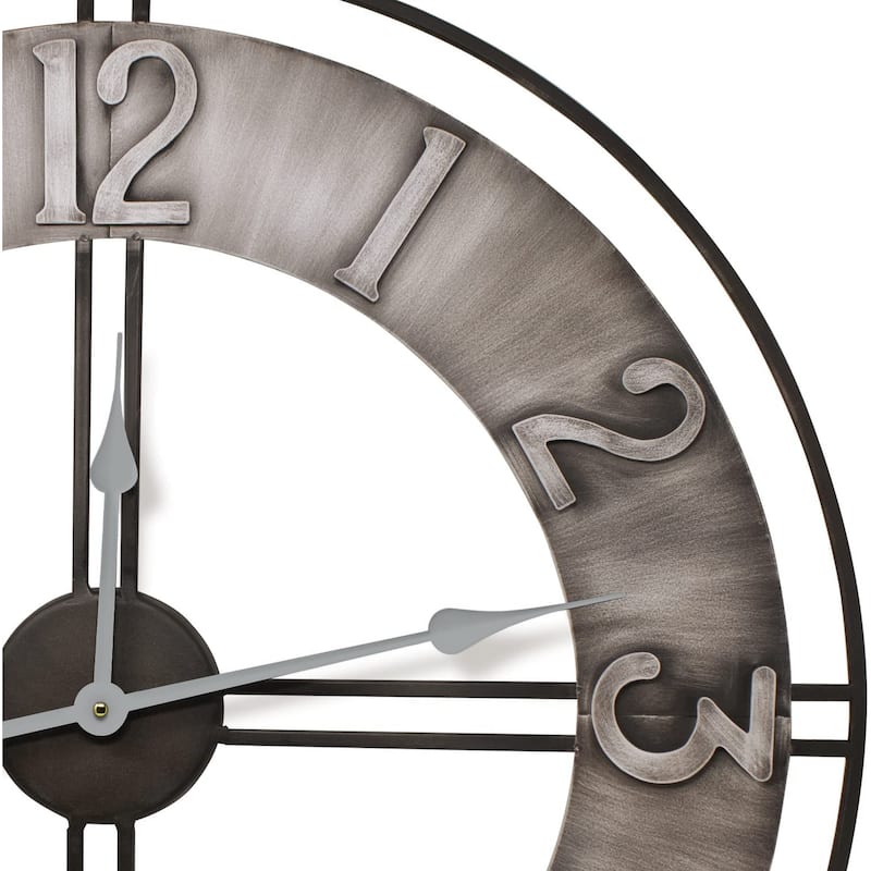 Sorbus Large Farmhouse Decorative Analog Metal Round Wall Clock (24" Brownish Grey)