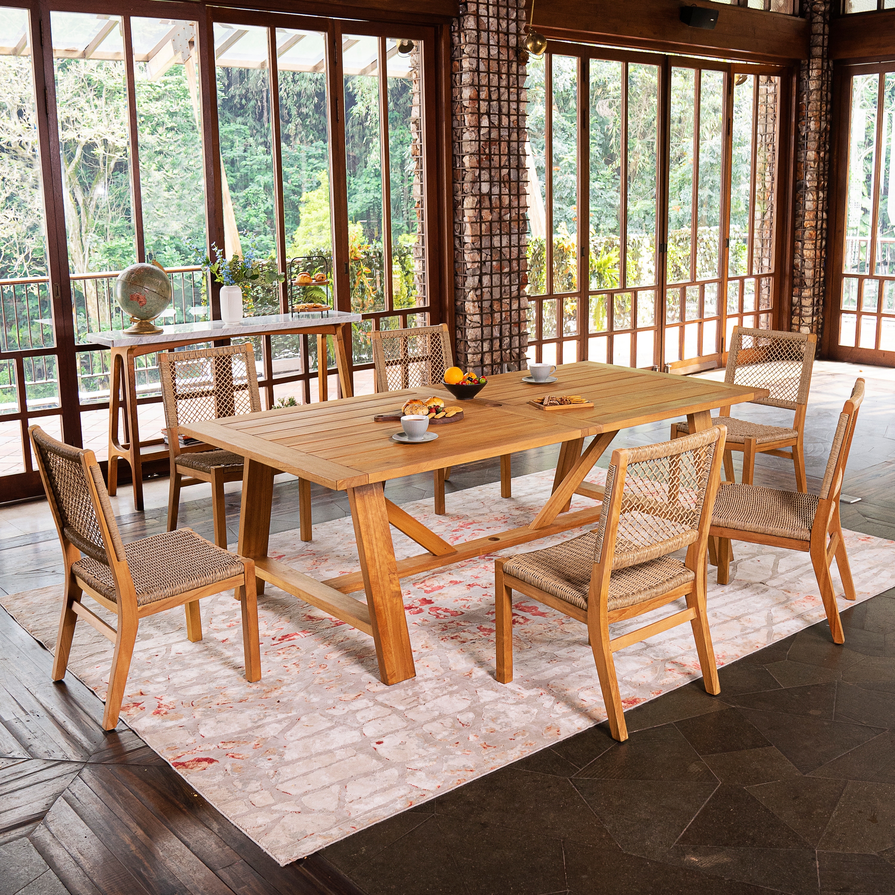 Cambridge Casual Belmont Teak Wood Dining Chair Set of 2 - Bed