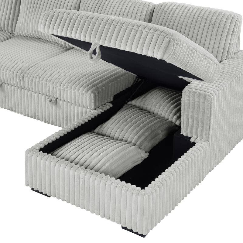 Devonshire Sleeper Sectional Sofa Storage Chaise - 122.00'' x 96.75''-50.00'' x 39.25''