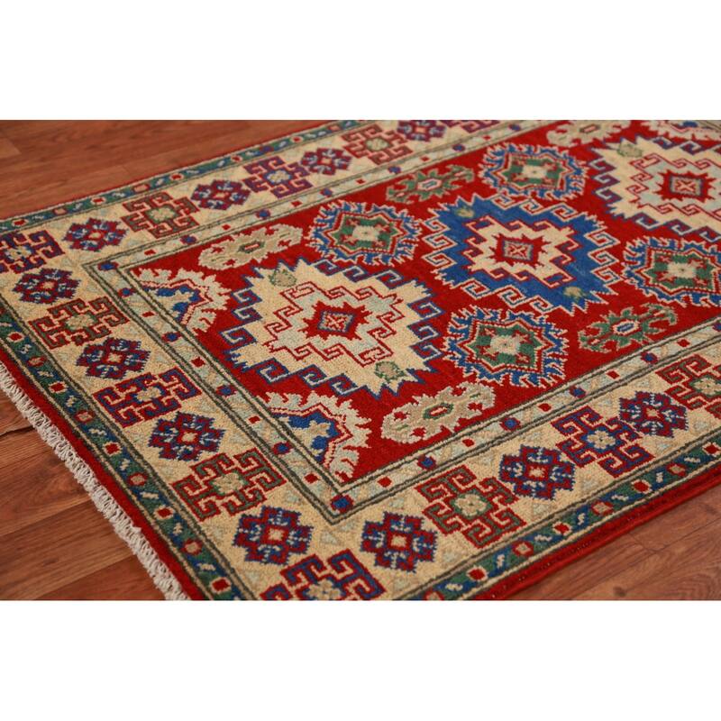Red Kazak Foyer Rug Oriental Handmade Wool Carpet - 2'7"x 4'0"