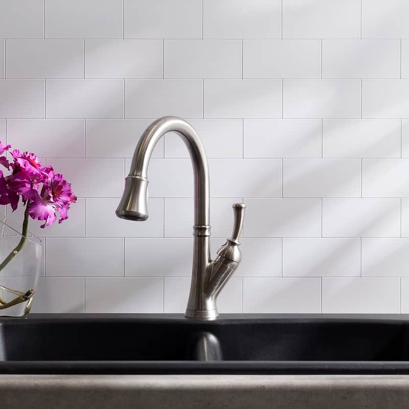 Aspect Peel and Stick Backsplash 3in x 6in White Metal Tile 15 Sq Ft Kit