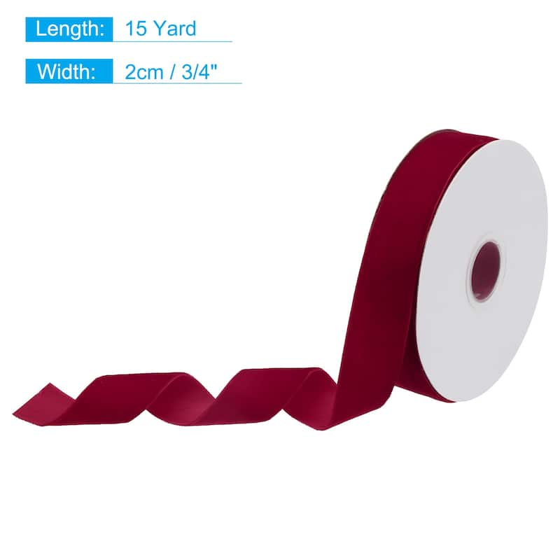 Velvet Ribbon Single Face Spool Silky for Gift Wrapping Bow Decoration - Wine Red - 3/4 Inch x 15 Yard