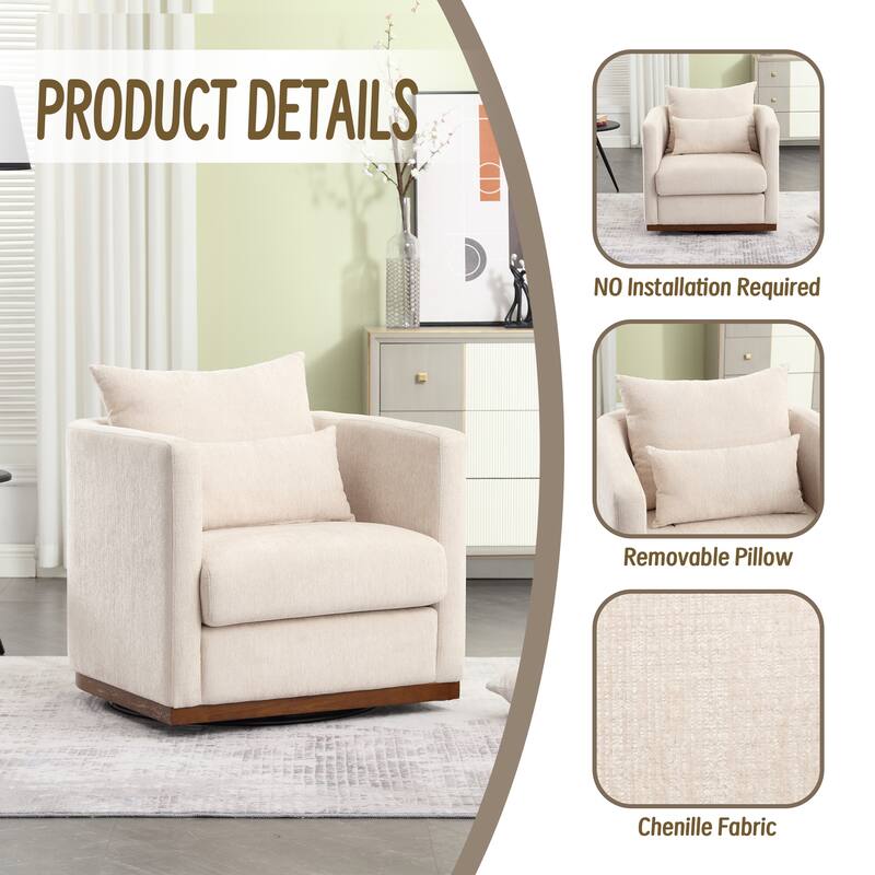 GDFStudio - Harper Chenille Swivel Barrel Chair with Sturdy Metal Base and Ergonomic Design