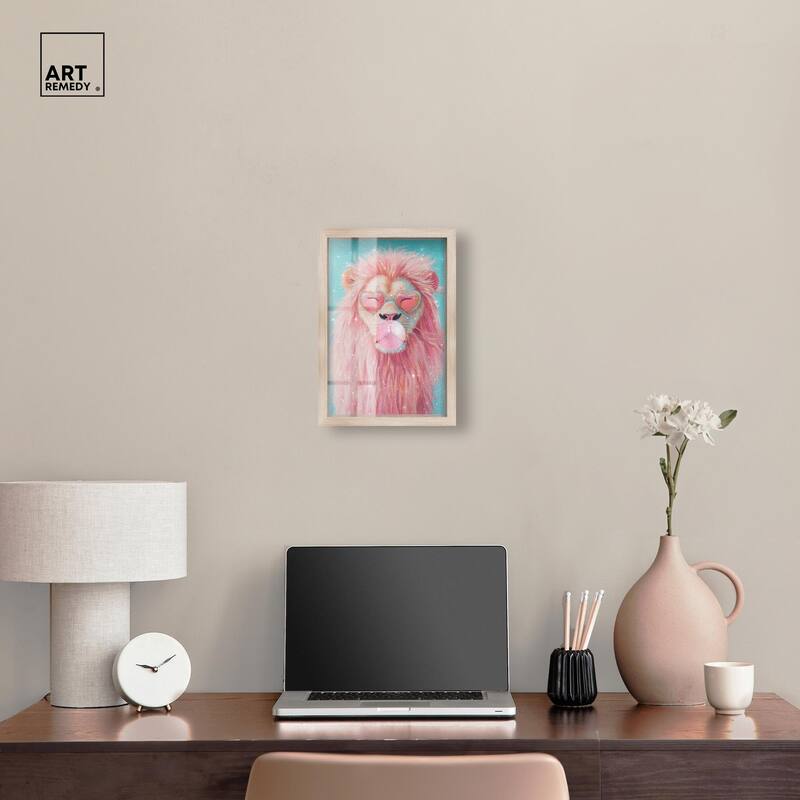 Pastel Lion Bubblegum Shadowbox by Art Remedy