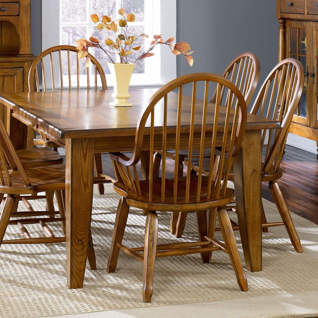 Treasures Rustic Oak 5-piece Bow Back 44x108 Rectangular Dinette Set