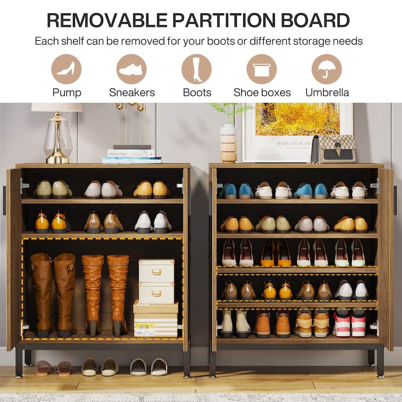 20 Pairs Shoe Storage Cabinet for Entryway, Freestanding Shoe Rack Organizer