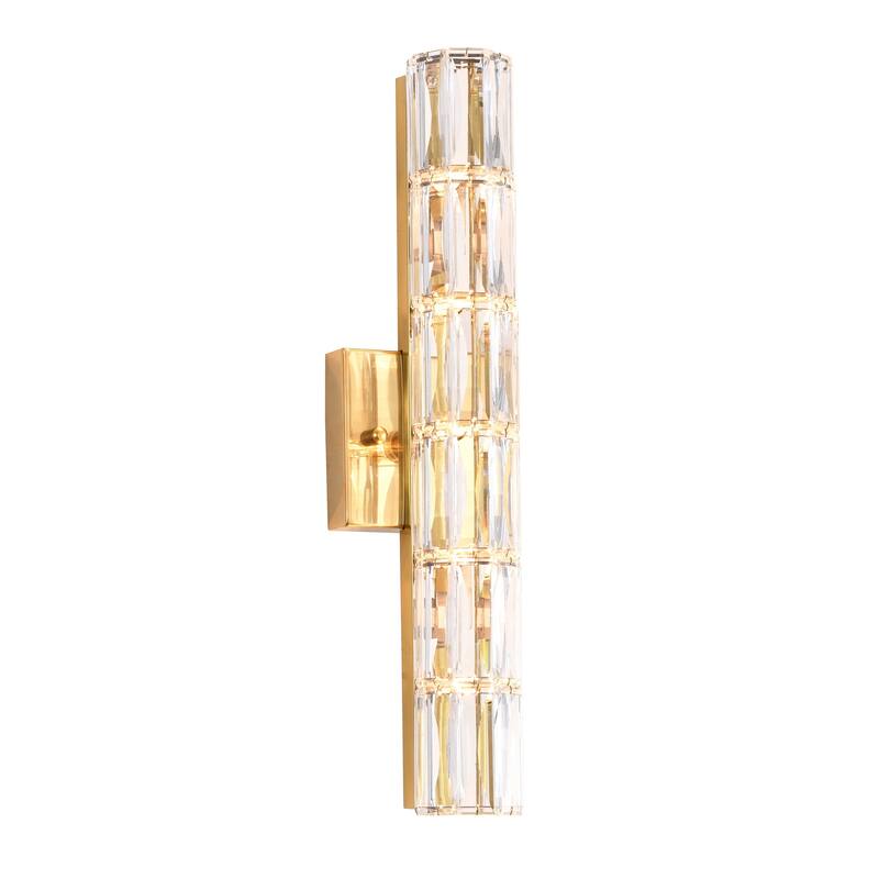 5-Light Gold Wall Sconce With Clear Crystal Accents