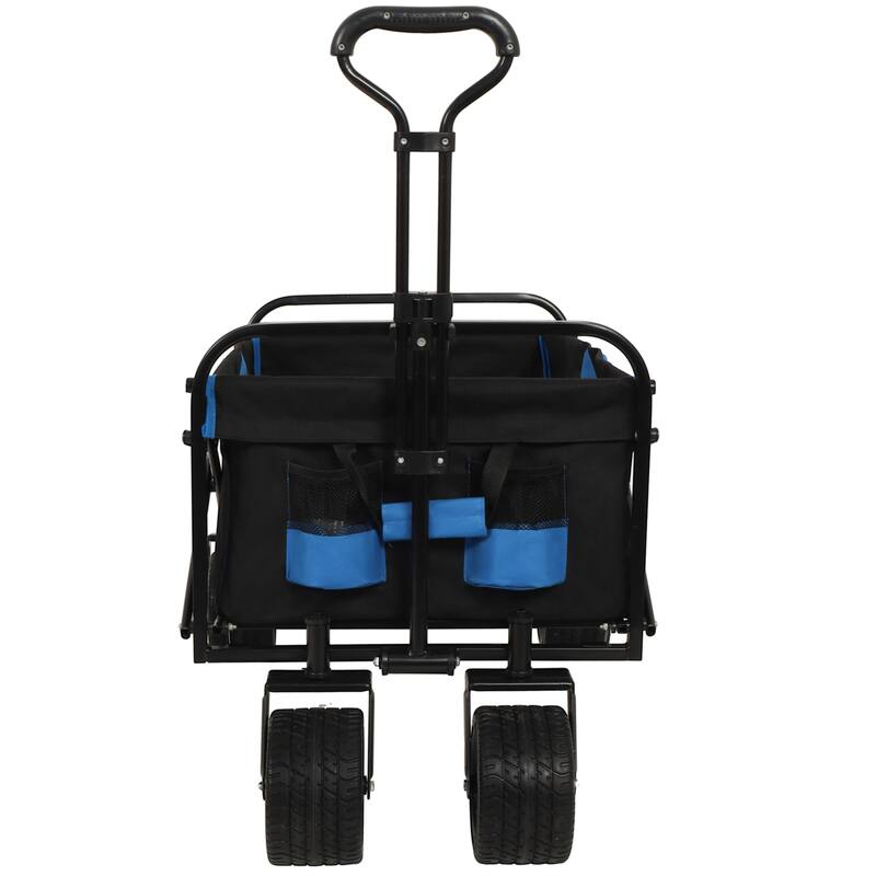 400lbs Collapsible Foldable Wagon Cart, Beach Wagon Utility Cart Utility Wagon Grocery Cart for Camping Shopping Sports