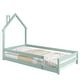 preview thumbnail 7 of 7, Twin Size Montessori Floor Bed with Fences, Modern Twin Kids Bed with House-shaped Headboard, Wood Twin Bed Frame for Girls,Boys