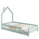 preview thumbnail 35 of 33, Twin Size Wood bed with House-shaped Headboard Floor bed with Fences