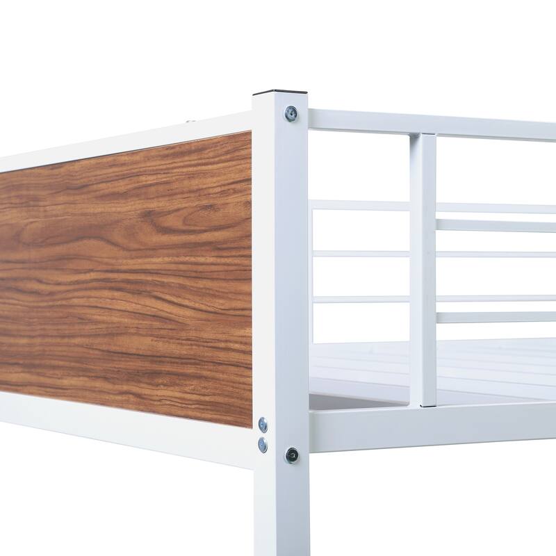 Full-over-full bunk bed modern style steel frame bunk bed with safety rail, built-in ladder for bedroom,dorm,adults