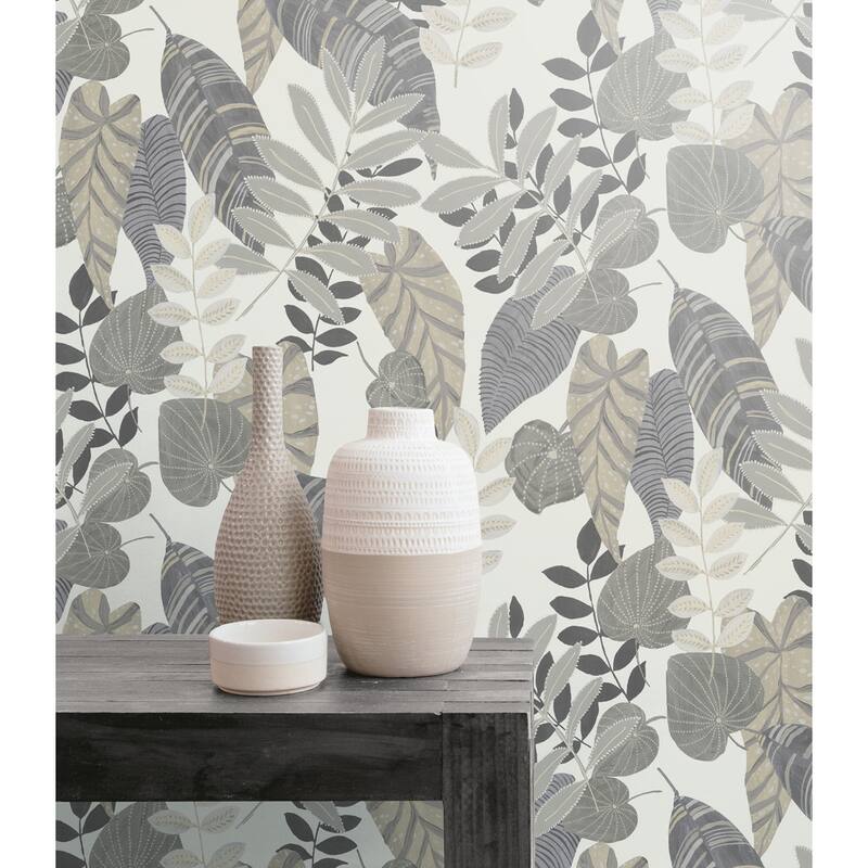 Seabrook Designs Boho Rhapsody Tropicana Leaves Unpasted Wallpaper